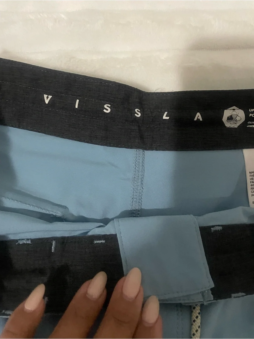 Vissla Pale Blue Elastic-Waist Swim Shorts